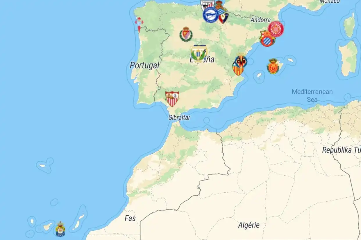 2024-2025 La Liga Team Geographic Distribution