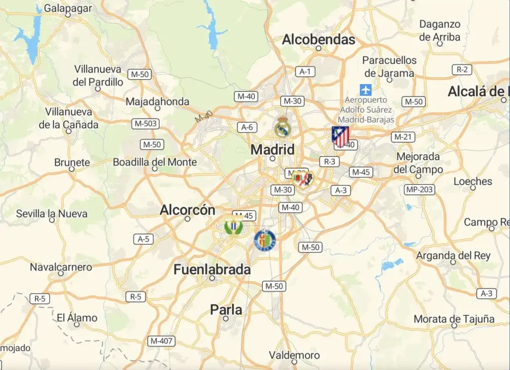 Spanish La Liga team map for the 2024-25 season