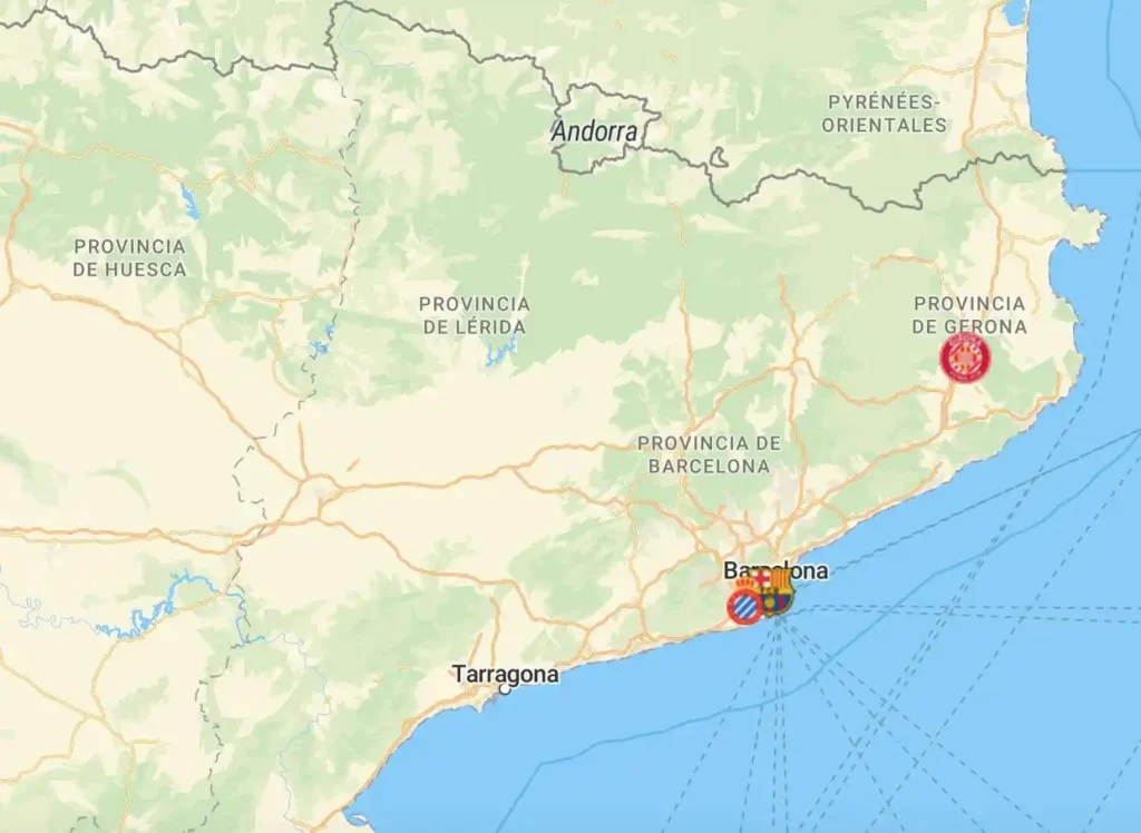 Spanish La Liga team map for the 2024-25 season