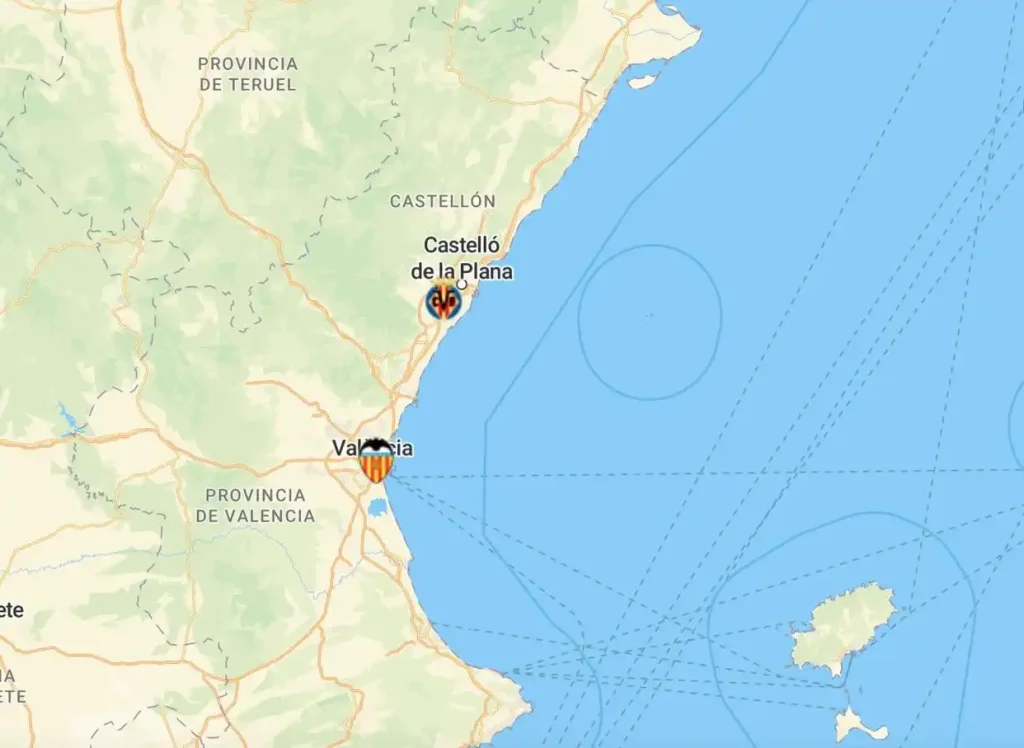 Spanish La Liga team map for the 2024-25 season